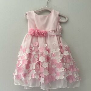 Kid's Dream Baby Girls Pink Taffeta Flowers Sleeveless Easter Dress 6M